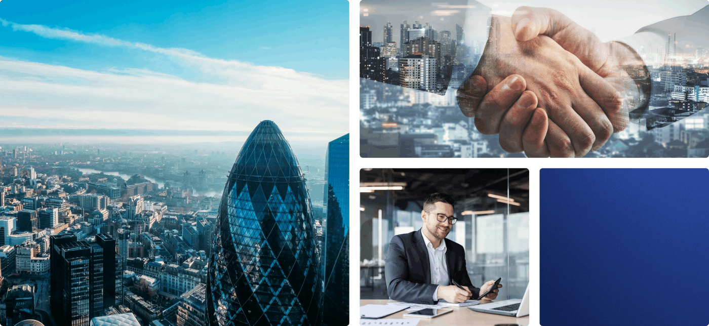 Collage of finance imagery