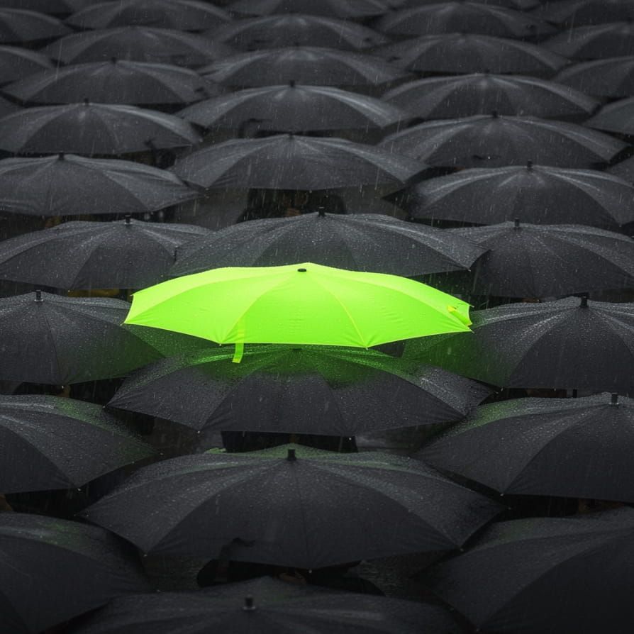 Bright green umberella