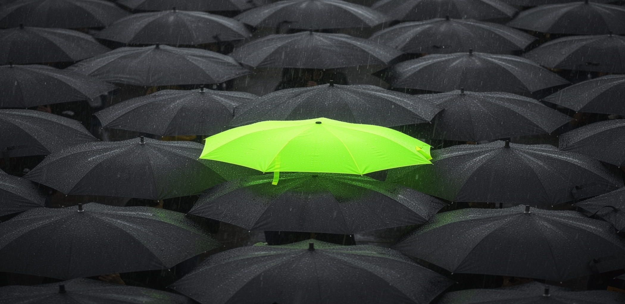 Bright green umberella