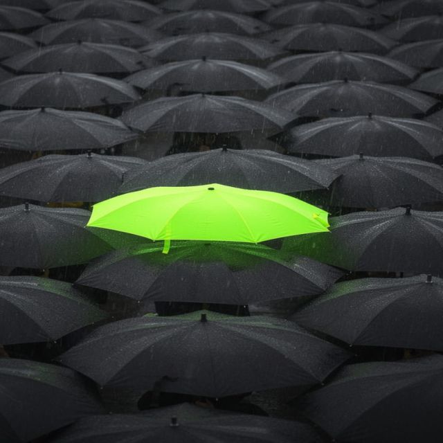 Bright green umberella